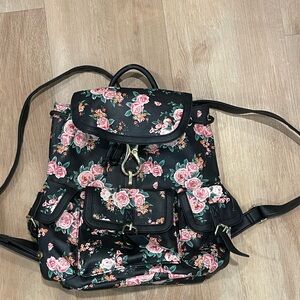 Floral Black Backpack
